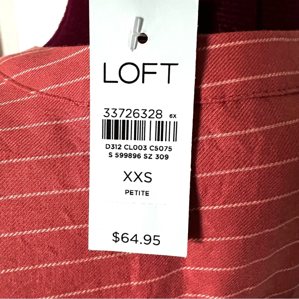 LOFT 100% Cotton Striped Shirttail Blouse, XXSP - Picture 11 of 11